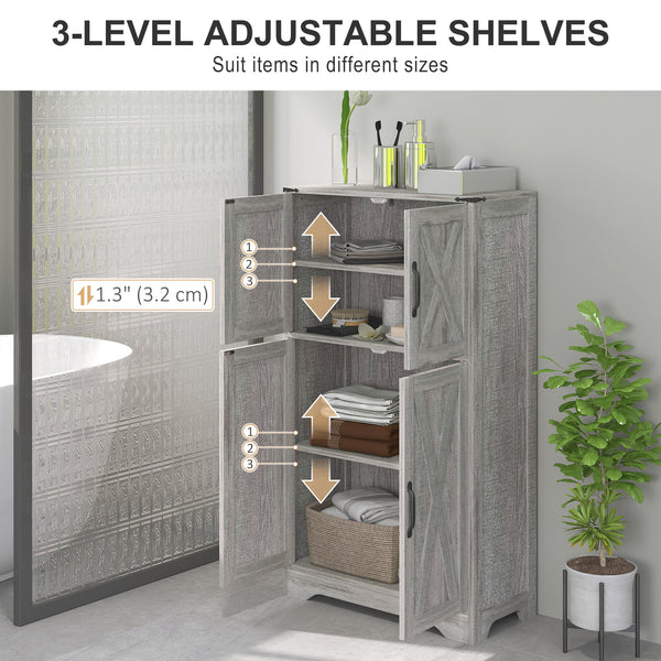 Farmhouse Kitchen Pantry with Adjustable Shelves, Gray