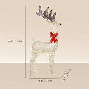 1.32m Pre-Lit Christmas Deer with Rotating Head, 123 LEDs, Stakes &amp; Zip Ties