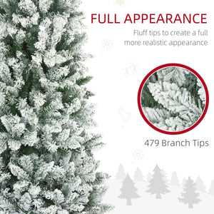 6ft Green Frosted Pencil Christmas Tree with 479 Branches and Metal Base