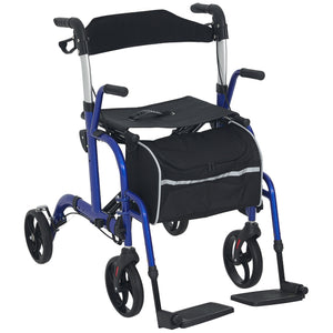 20cm Height Adjustable Folding Rollator Walker, Blue