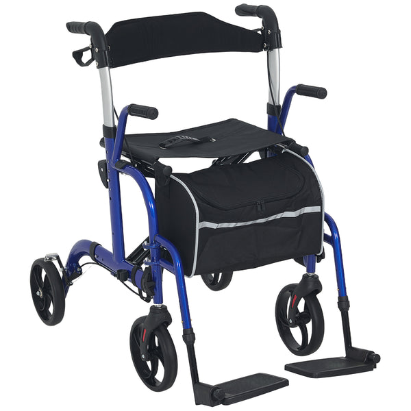 20cm Height Adjustable Folding Rollator Walker, Blue