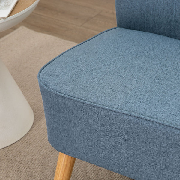 Upholstered two-seater sofa with rubberwood legs, blue