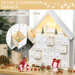 24-day white Christmas Advent calendar with lights