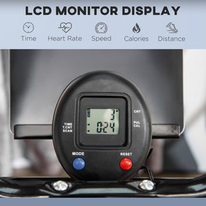 Elliptical trainer with four resistance levels, LCD display and heart rate sensor