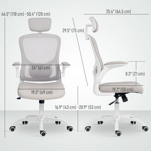 Ergonomic mesh office chair with headrest and lumbar support, grey