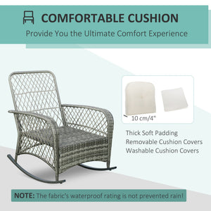 Rattan rocking chair with thick cushions
