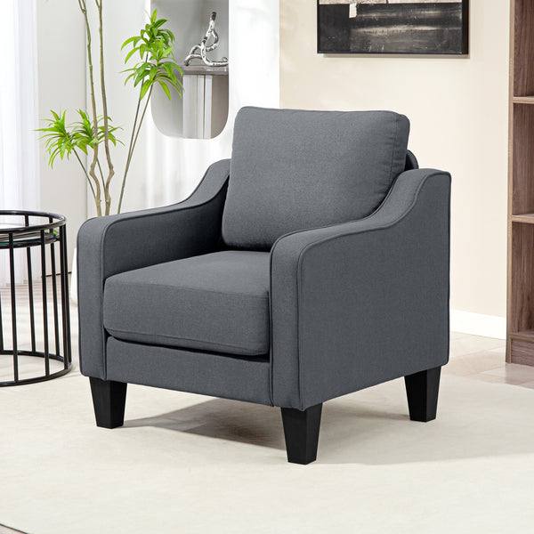 Modern accent chair with pocket springs, anthracite grey