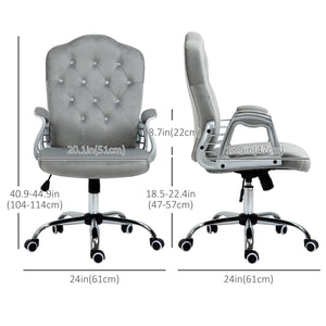 Velvet office chair with swivel casters, grey
