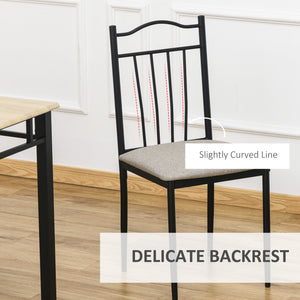 5 Piece Dining Set, Wooden Top, Metal Frame, Upholstered Seat, Kitchen and Dining Room Furniture, Black