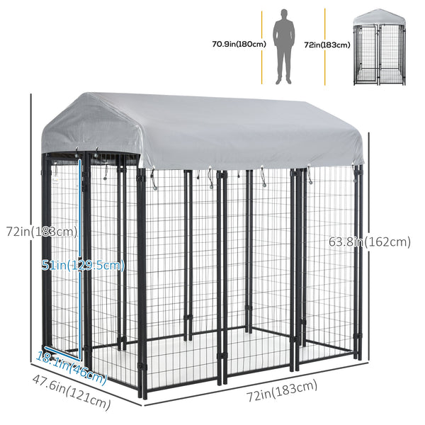 Dog kennel with waterproof and UV-resistant cover