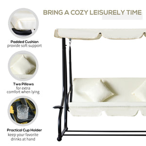 3-seater swing convertible into a padded bed with canopy and pillow