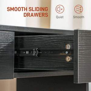 Dressing table with stool, LED illuminated mirror and drawers, black