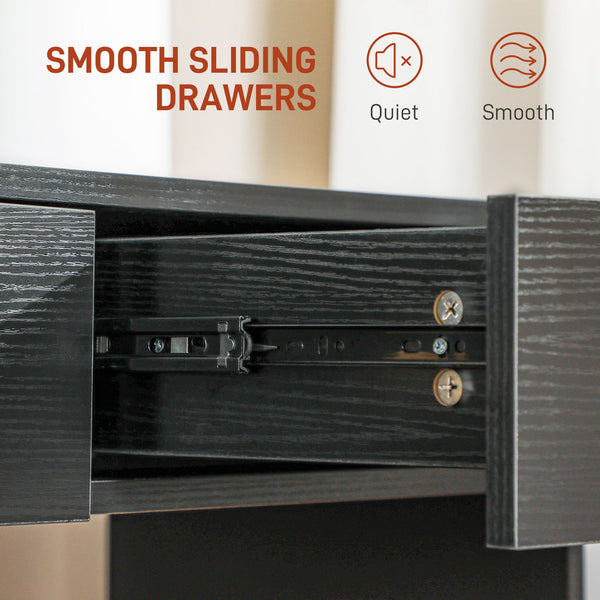 Dressing table with stool, LED illuminated mirror and drawers, black