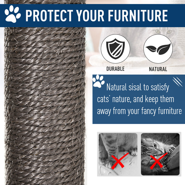 47.2" Cat Tree, Scratching Post, House with Sisal and Carpet - Grey