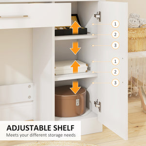 Dressing table with mirror, makeup cabinet with drawer, adjustable shelves