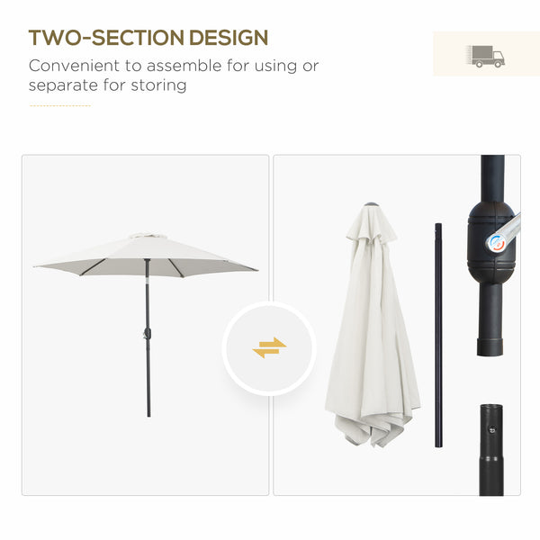8.5-foot round aluminum patio umbrella, cream white