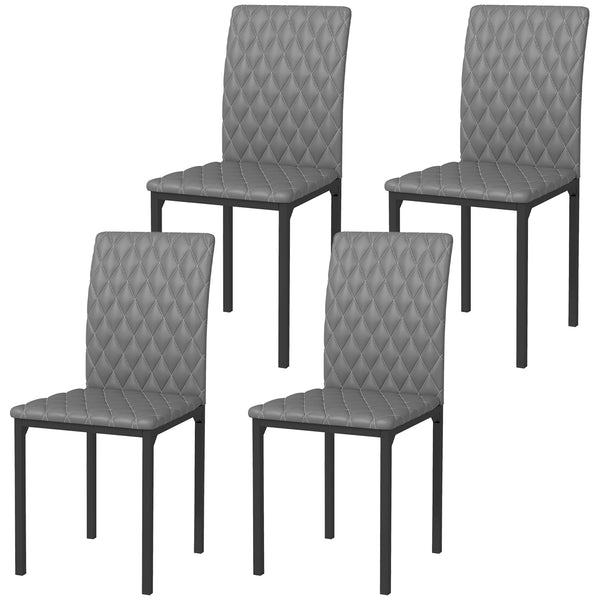 Set of 4 upholstered high-back chairs with padded seats