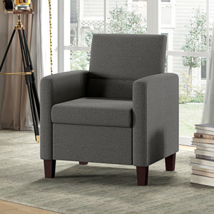 Fabric armchair with seat cushion and non-slip glides, dark grey