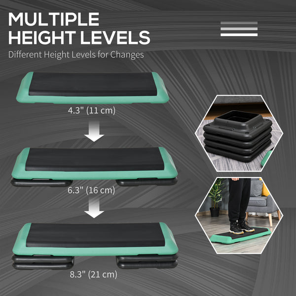 43" 3-Level Adjustable Aerobic Stepper Black and Green