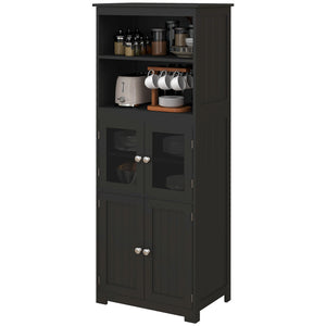 Sideboard with shelf, 4 doors with adjustable shelf, black