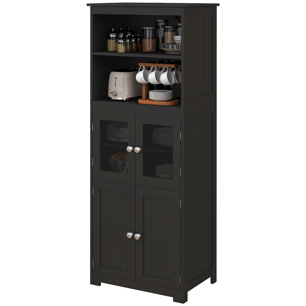 Sideboard with shelf, 4 doors with adjustable shelf, black