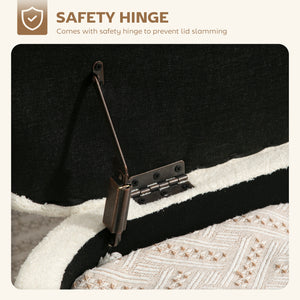 Storage ottoman with lift-up lid and steel legs, cream white