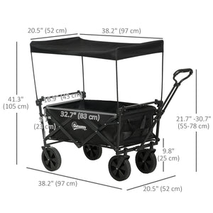 Folding garden cart with steel frame and removable canopy