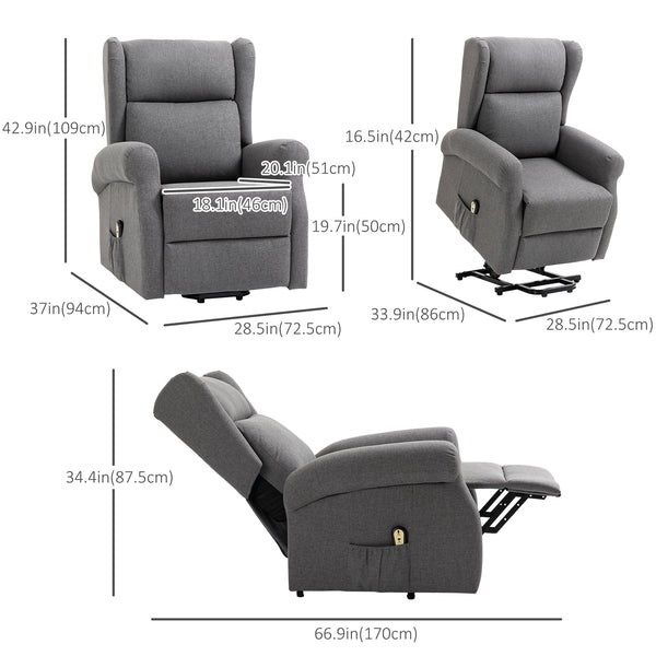 Electric Recliner Lift Chair with Footrest, Grey