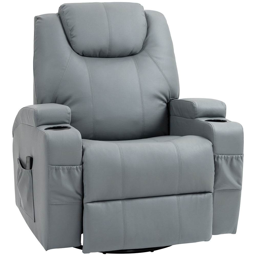 Reclining massage chair with 8 vibration points, light gray