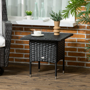 Black resin wicker patio coffee table