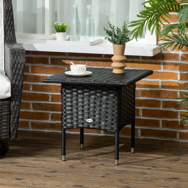 Black resin wicker patio coffee table