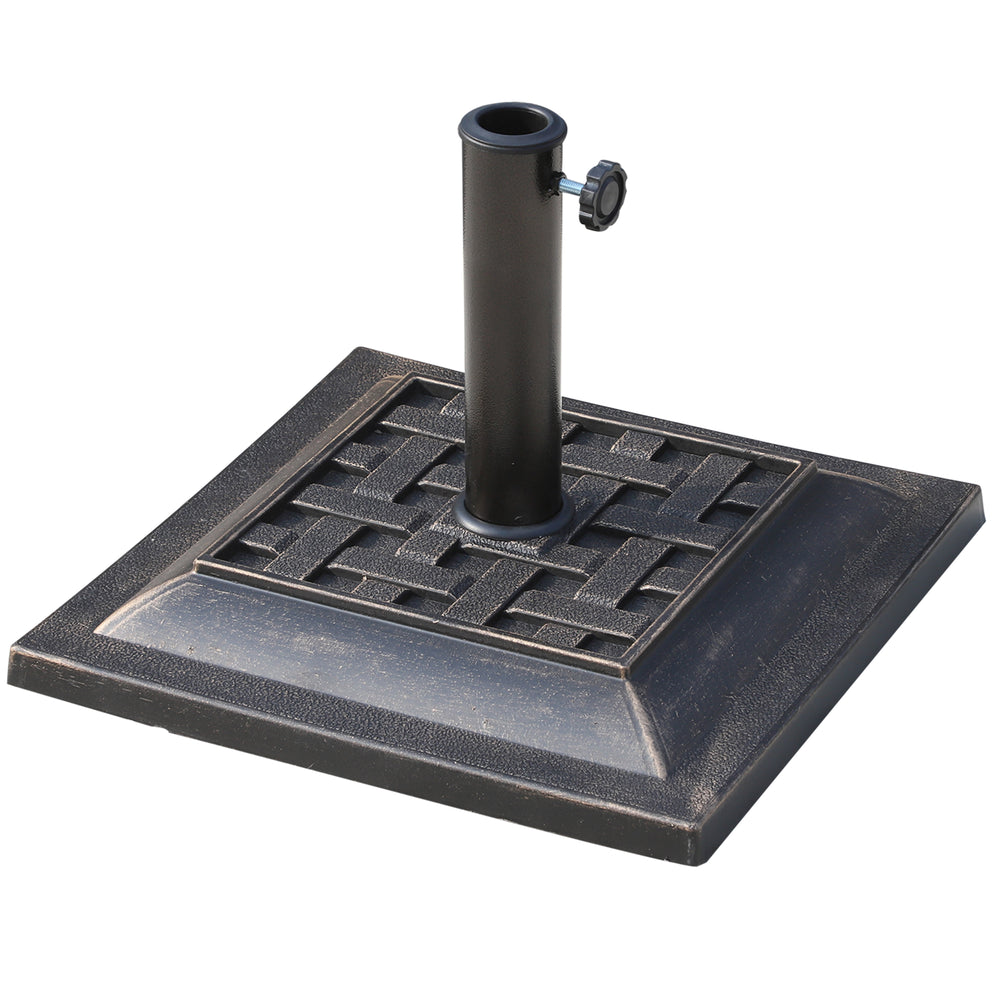 20 lb Resin Patio Umbrella Stand with Coated Base and Square Pole, Bronze
