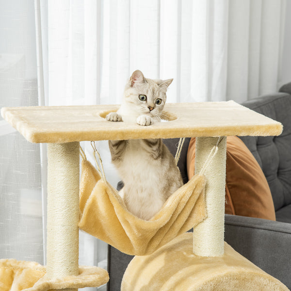 99cm Deluxe Cat Tree with Scratching Post, Condo, Activity Center, Beige