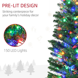 6ft Slim Artificial Christmas Tree with Colorful LED Lights