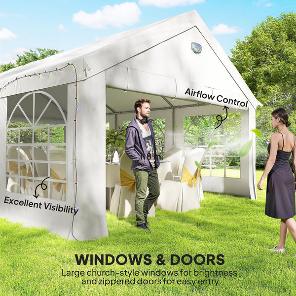13 x 20 ft white party tent with windows