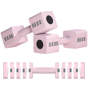 Set of 2 adjustable dumbbells from 2 to 11 lbs with removable plates – Pink