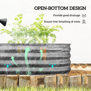 Galvanized raised planter with safety rim, silver