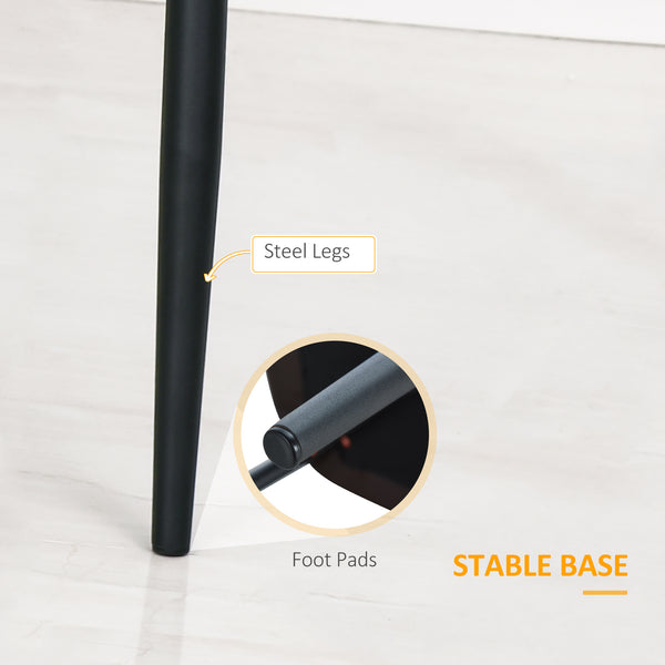 Set of 2 Modern Faux Leather Dining Chairs with Metal Legs, Black