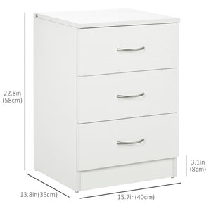 Set of 2 modern bedside tables with 3 drawers, white