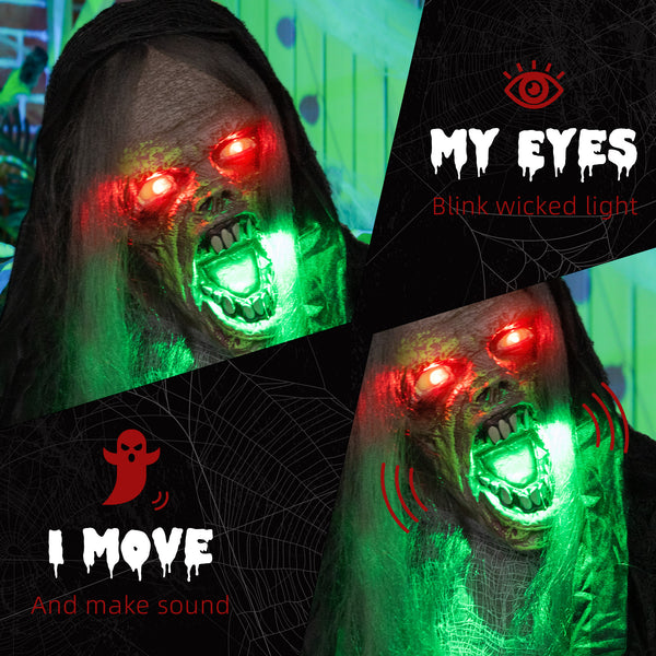 6ft Life-Size Decoration, Big Mouth Green Monster, Sound &amp; Motion Activated