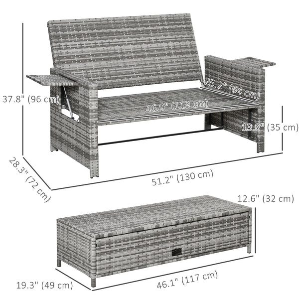 Garden set convertible into a bed, grey