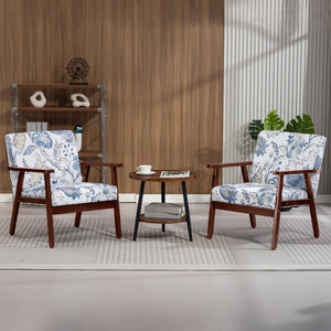 Set of 2 modern accent chairs with upholstered seats and a linen-look fabric.