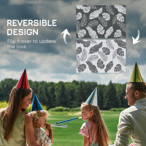 Reversible Outdoor Patio Rug, 6' x 9' Plastic Mat for Garden, Patio, Beach, Camping, Gray and White