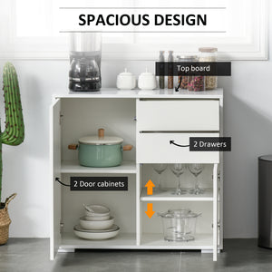 High gloss lacquered sideboard with 2 drawers, 2 doors and an adjustable shelf, push-to-open, white