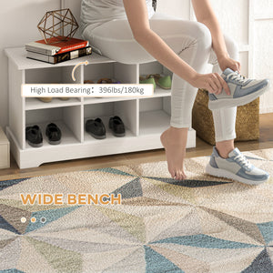 Coat rack and shoe bench set, white