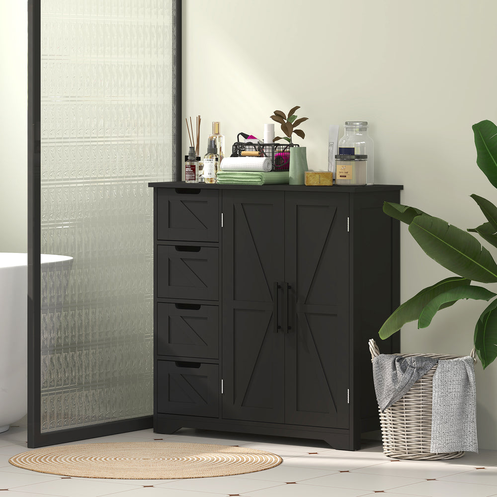 Country Style Bathroom Cabinet with Adjustable Shelf, Black