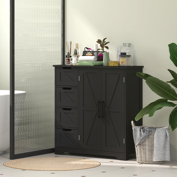 Country Style Bathroom Cabinet with Adjustable Shelf, Black