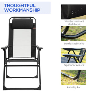 Set of 4 camping chairs, black