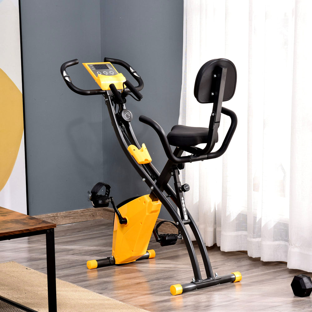 3-in-1 Folding Exercise Bike with 8-Level Magnetic Resistance, Yellow
