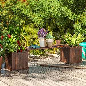 Raised Bench Planter for Patio and Park, 175 x 38 x 40 cm, Charred